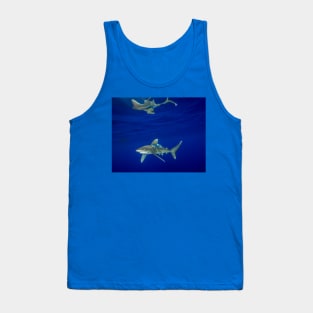 Cruising Oceanic White Tip And Surface Reflection Tank Top